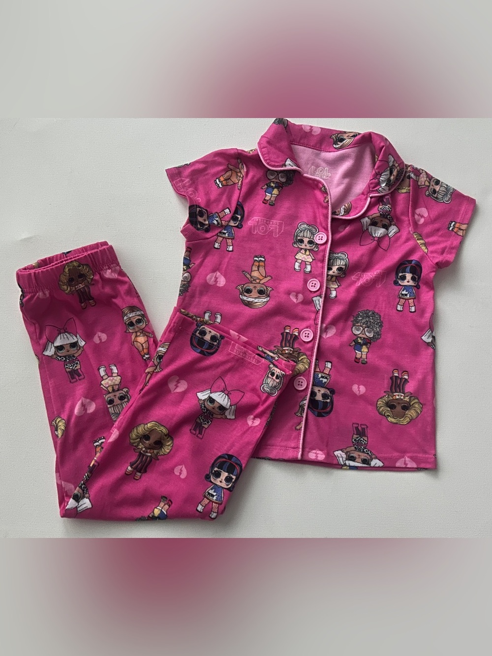 L.O.L. Surprise! Girl’s Pink Short Sleeve Button-Front Pajama Top.  Size 4T.